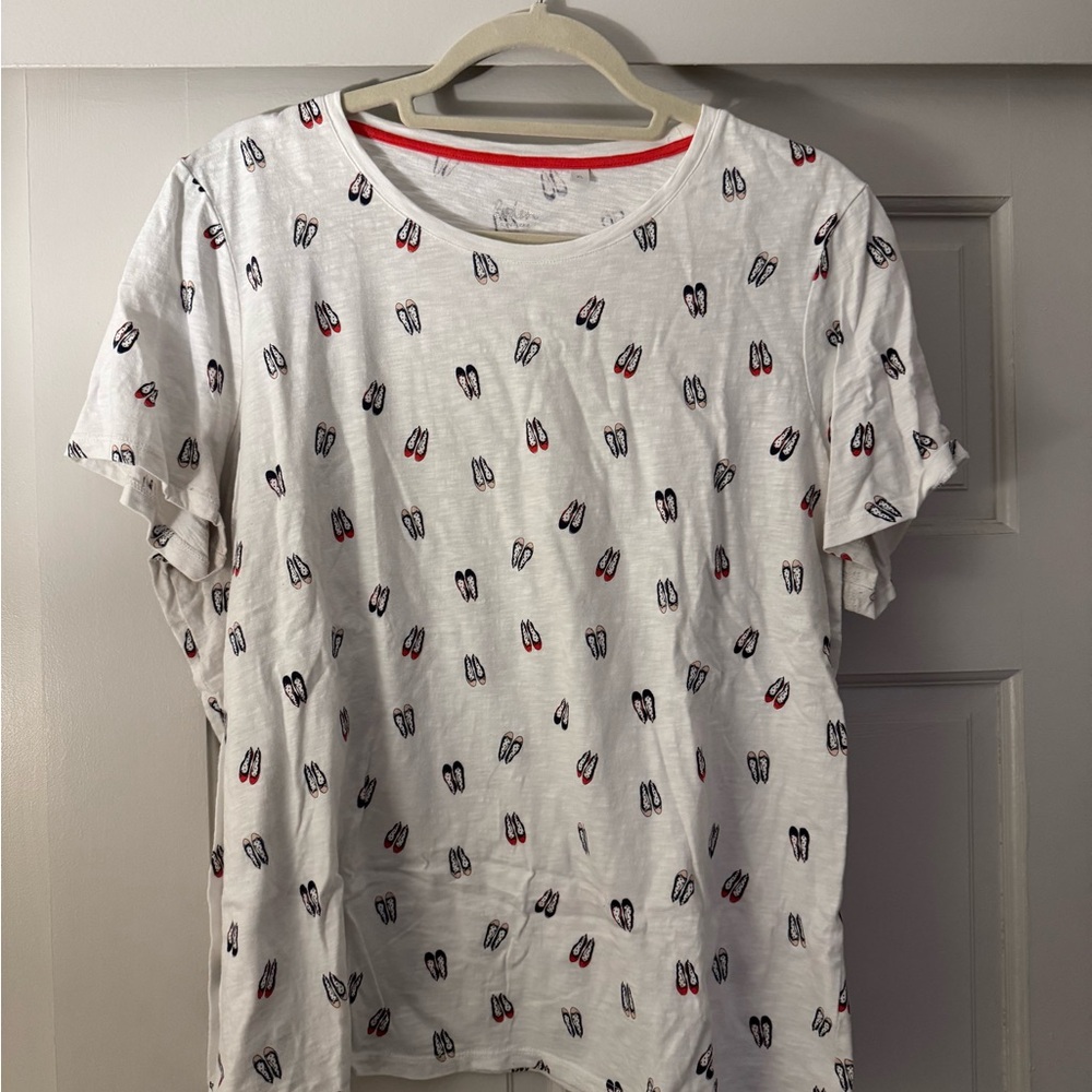 Boden White Tee with Cute Shoe Print